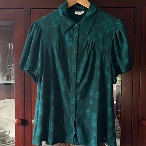 Elegant Green Floral Women's Top